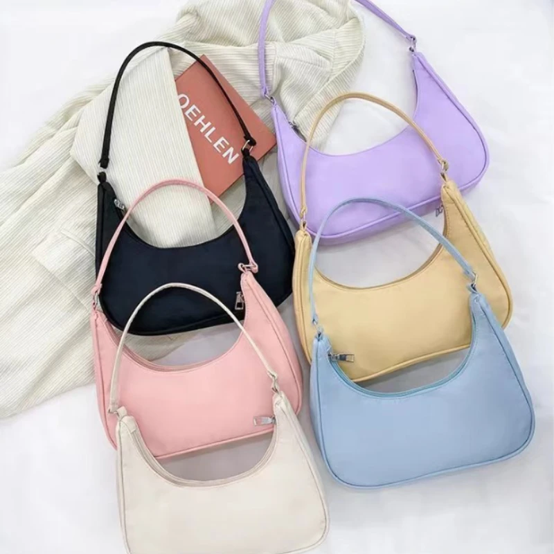 

Stylish Nylon Underarm Shoulder Bag for Women - Compact Clutch Purse, Summer Hobo Handbag, Simple & Lightweight Design