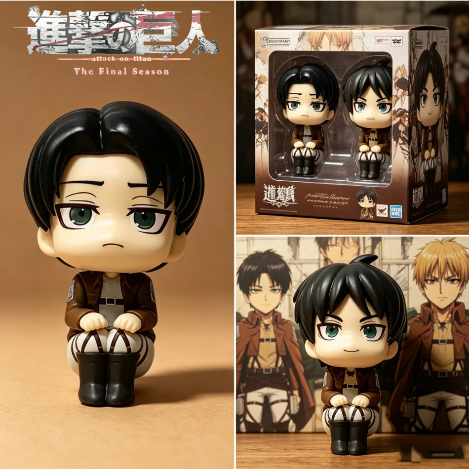 10cm Attack on Titan Anime Figur Levi Ackerman Actionfigur Q-Version Eren Jaeger Niedliche Figurine PVC Sammlerstücke Spielzeug