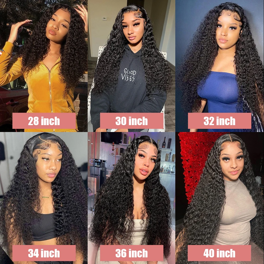 Perruque Lace Front Wig sans colle bouclée, cheveux naturels, Deep Wave, HD, 7x5, 13x4, 13x6, 250%, 40 pouces, pour femmes