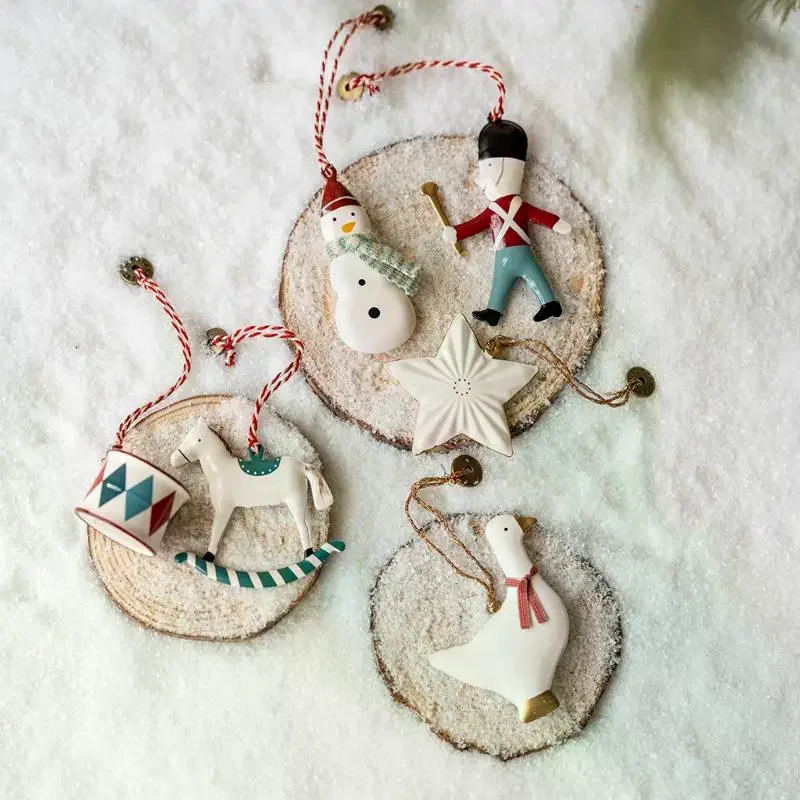 Nordic Christmas Hanging Decoration Horse Figurines Santa Clause Christmas Tree Ornament Festival Party Supplies Xmas Pendant