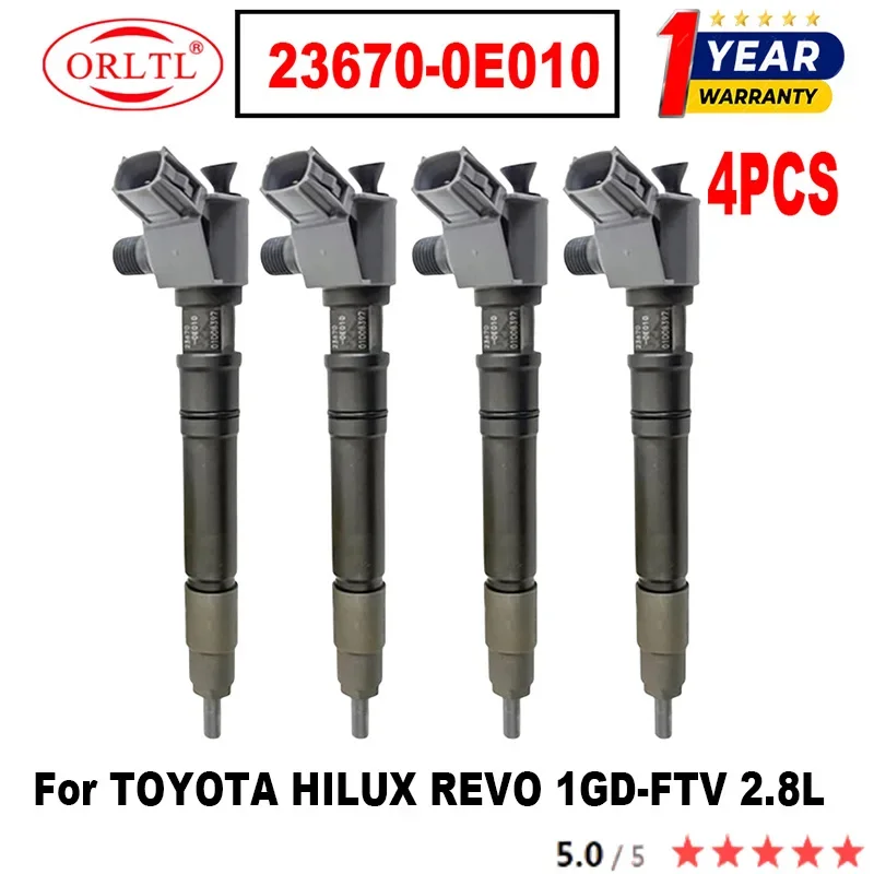 4pcs 23670-0E010 NEW Diesel Fuel Injector 23670 0e010 295700-0550 For Toyota Hilux 1GD-FTV 2.8L Euro6 0E010