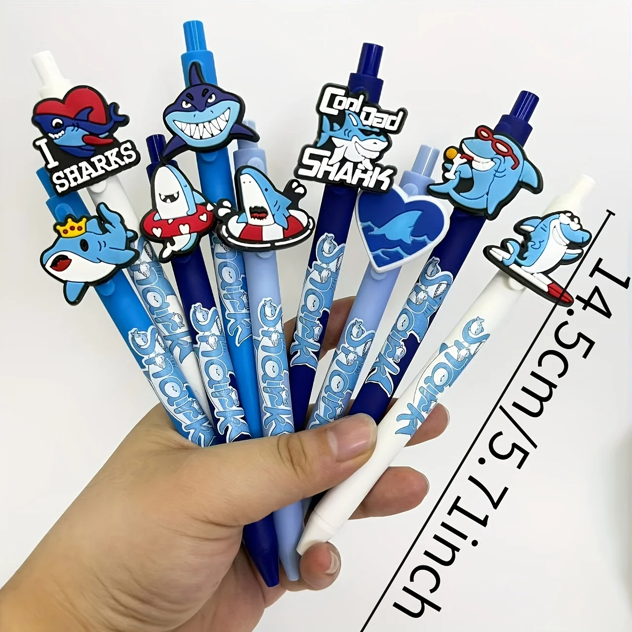 15Pcs/30Pcs Shark-Themed Printed Ballpoint Pens, “Shark” Shark Series Retractable Ballpoint Pens, Student Writing Gift Pens
