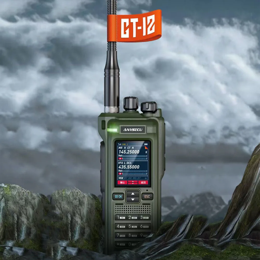 

ANYSECU Walkie Talkie GT-12 Radio Dual Banda VHF/UHF/AM/FM Multi Band 2W/5W/10W Two Way Radio 960 channels 3000mAh handy talkie