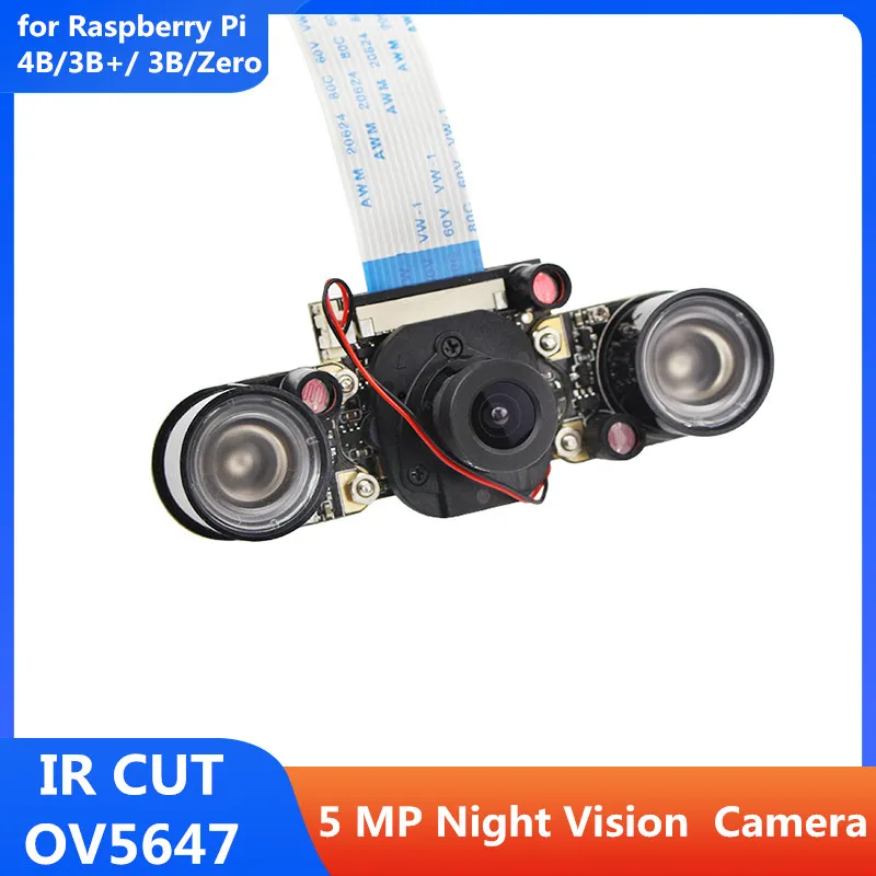 

Raspberry Pi 4 Camera Day & Night Vision IR-Cut Video Camera 1080p HD Webcam 5MP OV5647 Sensor for Raspberry Pi RPi 3B+ 3B Zero