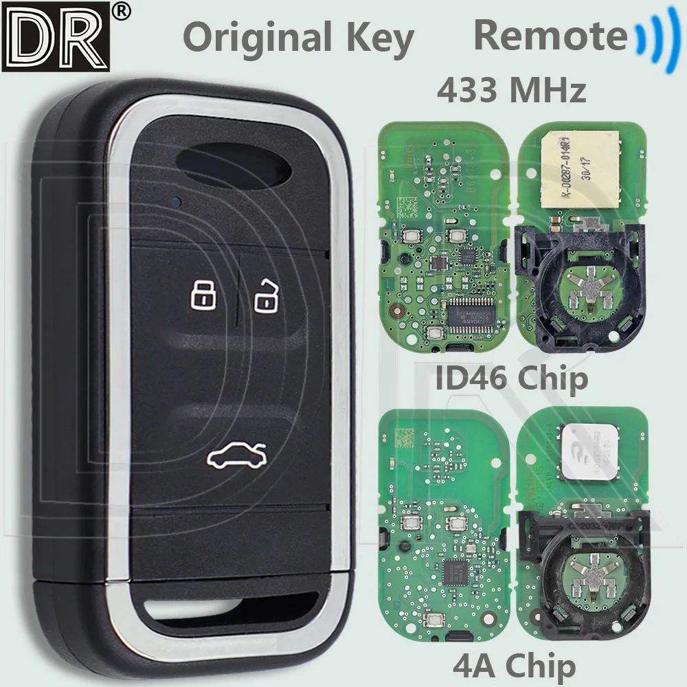 

DR Original ID46 Or 4A Chip 433MHz Proximity Smart Car Remote Control Key For New Chery Tiggo 5 7 8 Arrizo 5 6 7