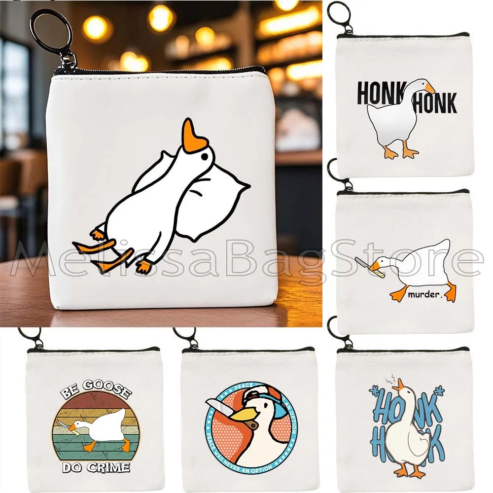 

Funny Honk Untitled Goose Game Lovely Meme Noot Duck Cute Cartoon Animal Canvas Coin Purse Bag Square Key Card Bag Wallet Pouch