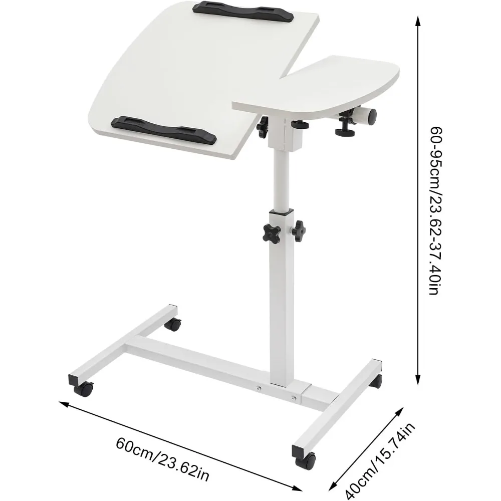 Adjustable Rolling Laptop Table Small Standing Desk Adjustable Height with Wheels Mobile Laptop Stand Portable Stand Up Desk