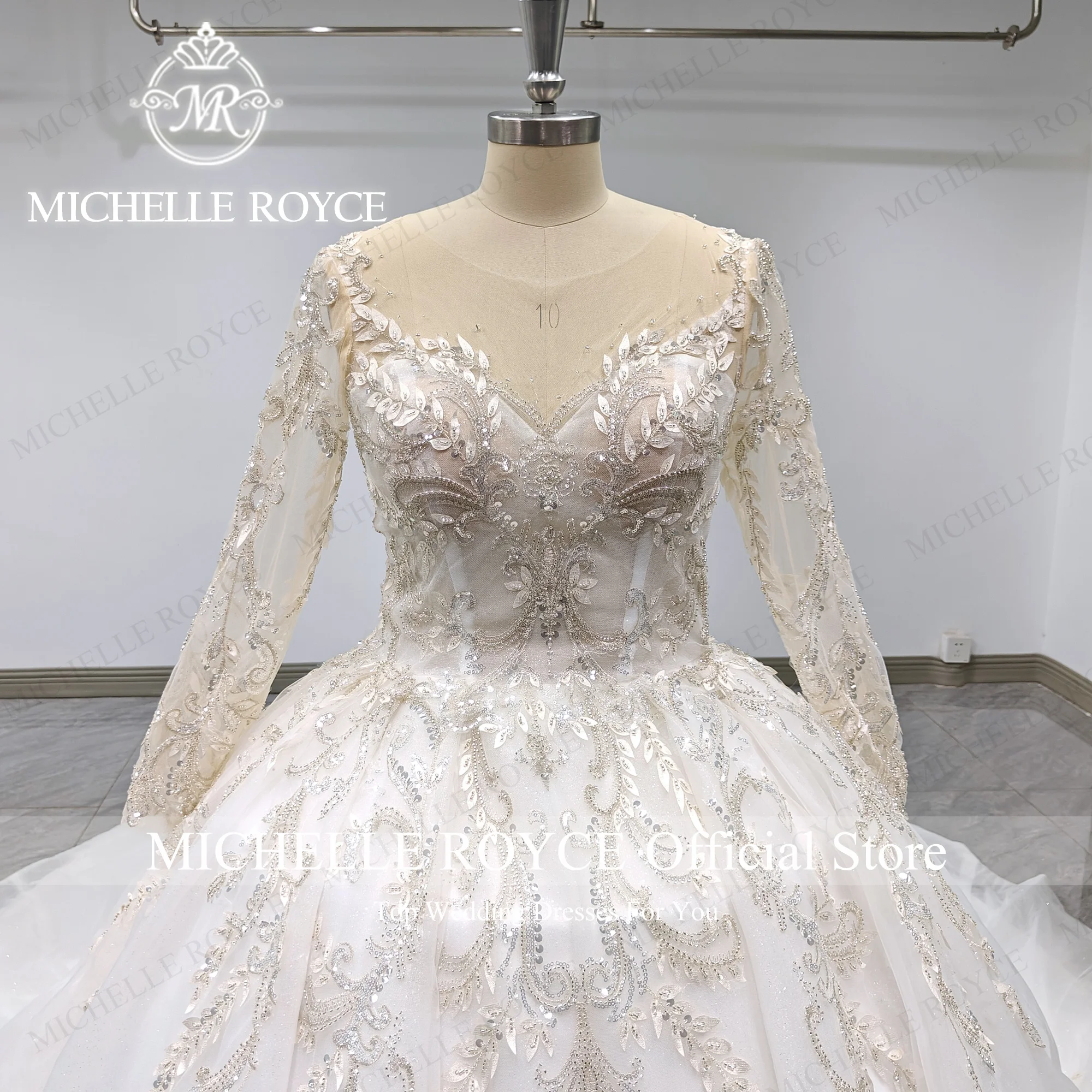 Michelle Royce Luxe Baljurk Trouwjurken Voor Vrouwen Sweetheart Echte Foto Lovertjes Glitter Trouwjurk Vestido De Novia