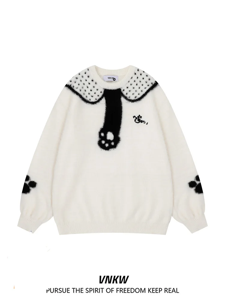 

Мягкий вязаный свитер из искусственного меха норки с вышивкой, утепленный, осенняя коллекция