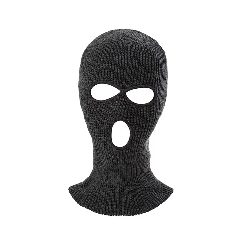 Warm Three-Hole Mask Cycling Hood Mask Outdoor Solid Color Wool Knitted Hat