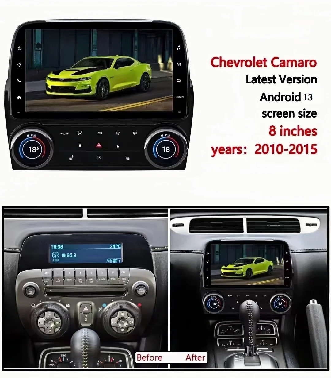 8 inch Android 14 For Chevrolet Camaro 2010-2015 Car Radio Stereo Multimedia Player Tape Recorder Auto Audio GPS Navi Head Unit