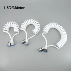 Cabezal de ducha Flexible con resorte, tubo de manguera suave de plástico, pulverizador de bidé para inodoro, línea telefónica para baño, 1,5/3/2m, Blanco 304