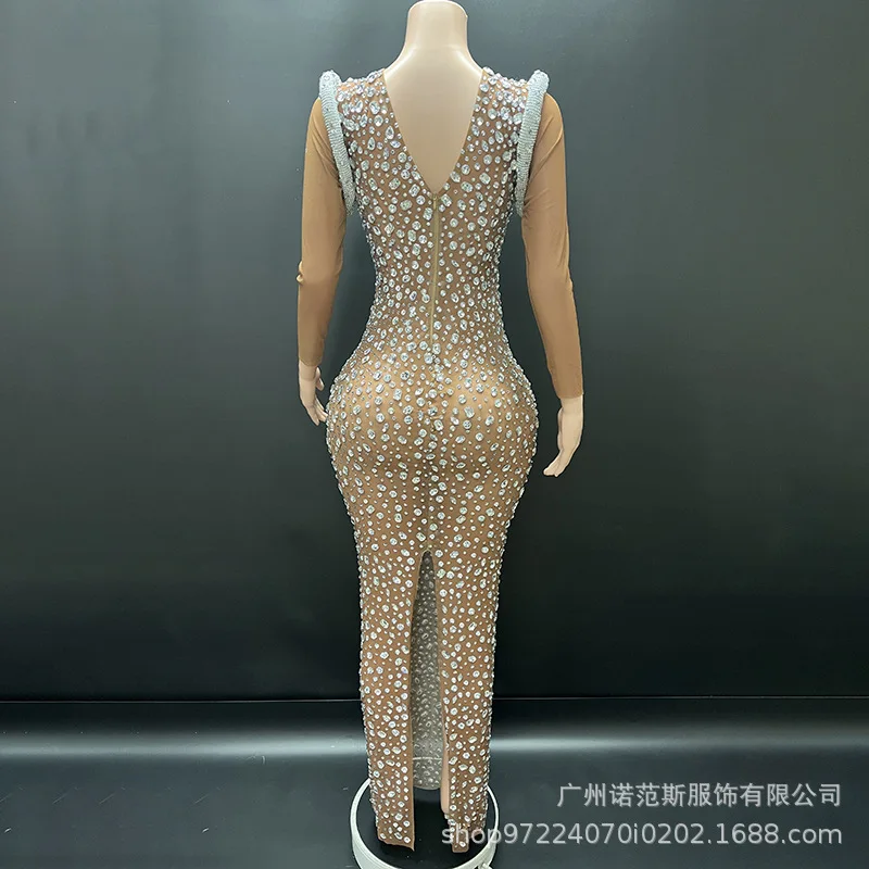 فستان سهرة فاخر لامع ماسي للعشاء شقيقة ملكية جميلة أنيقة بدلة الاجتماع السنوي للسيدات فستان مميز Vestito