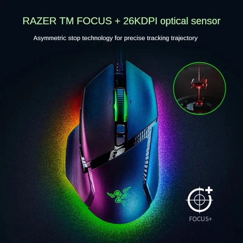 Razer Basilisk V3 ratón ergonómico personalizable para juegos, interruptor de ratón para juegos más rápido, iluminación croma RGB, 26K DPI óptico Senso