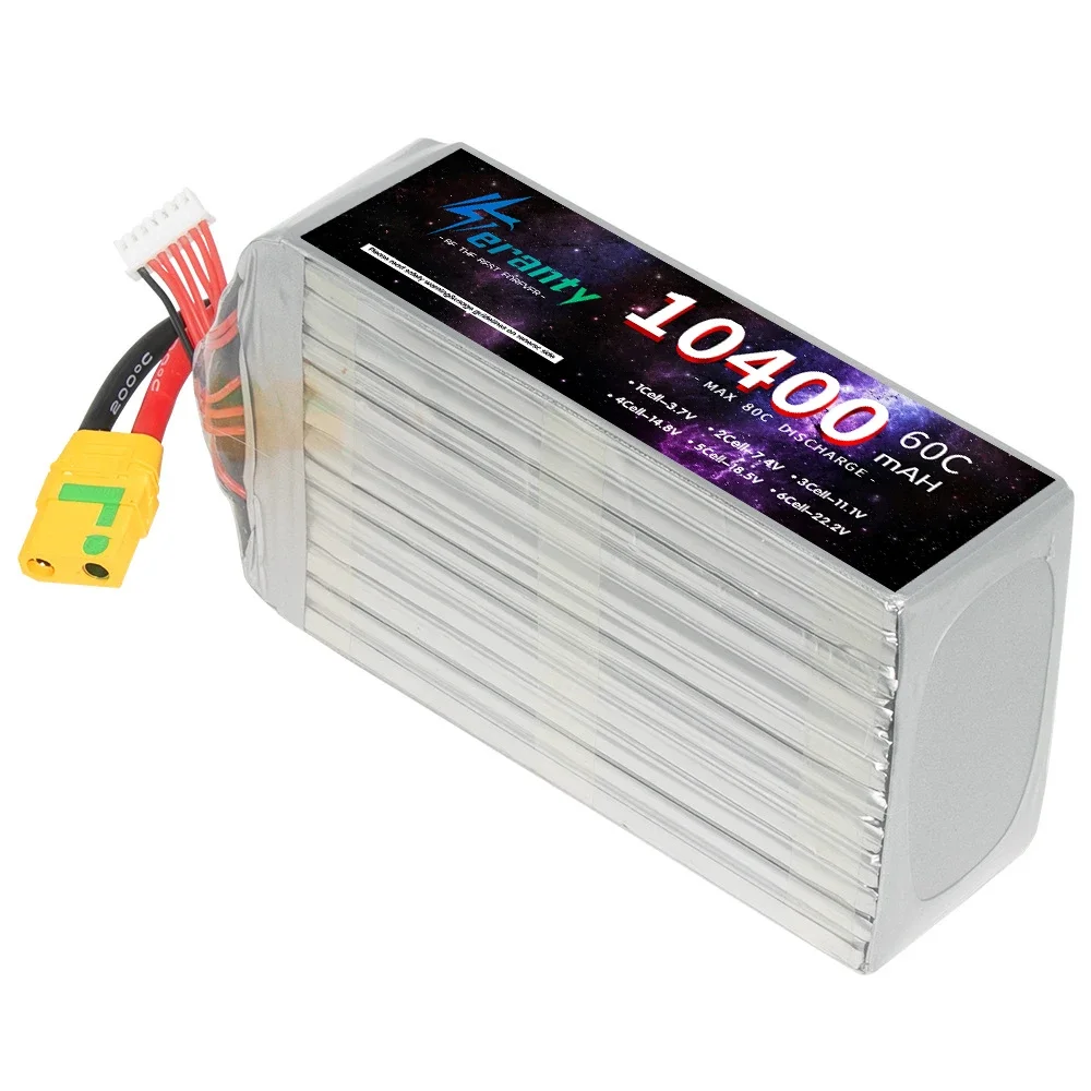 TERANTY يبو بطارية 10400mAh 22.2V 6S RC بطارية عالية السعة حماية النباتات الزراعية الطائرات بدون طيار لطائرة هليكوبتر FPV