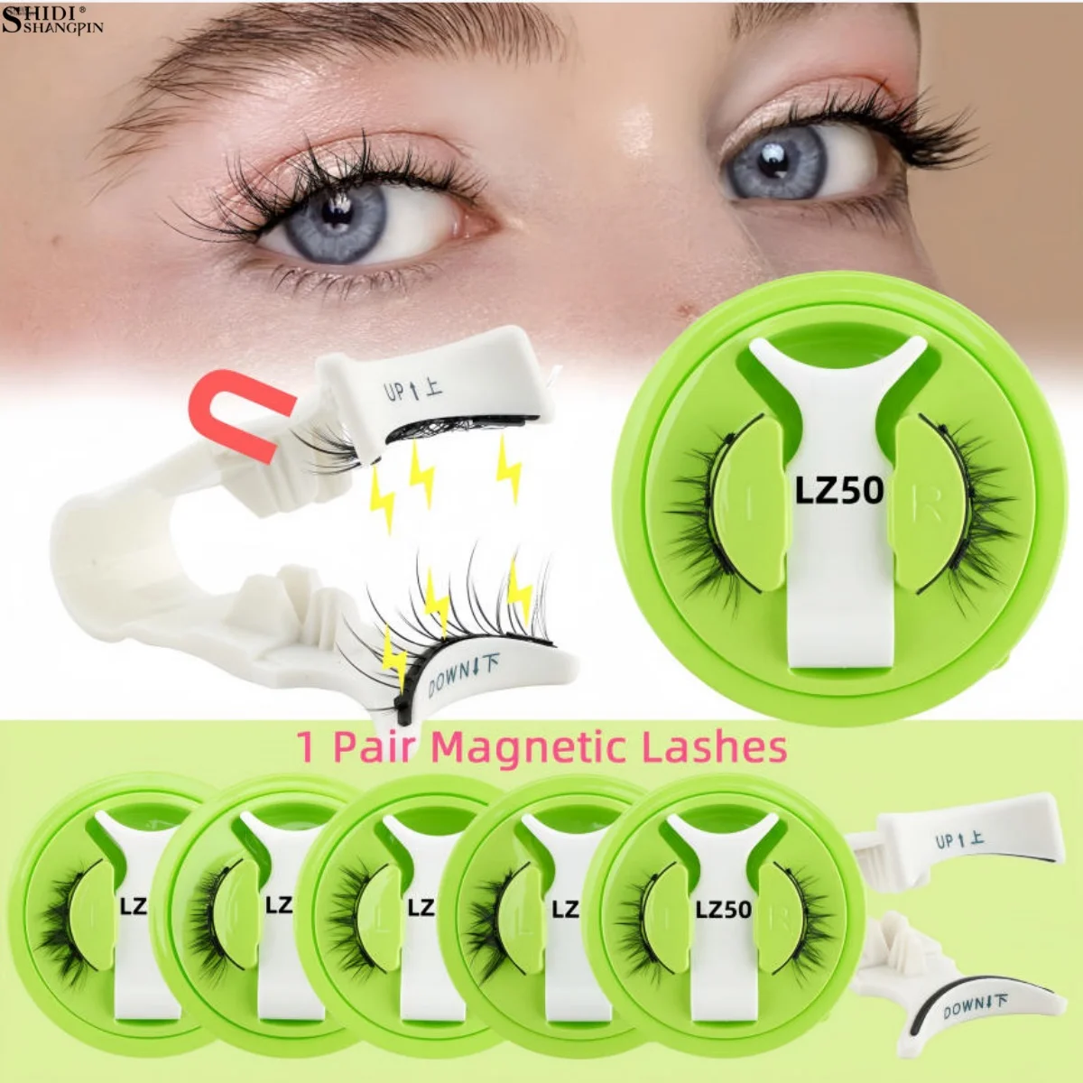 1 زوج ثلاثية الأبعاد رموش مغناطيسية عدة قابلة لإعادة الاستخدام الطبيعية غير مرئية وهمية المنك مقاوم للماء المغناطيس الفرقة رقيق الرموش الصناعية أدوات ماكياج #1
