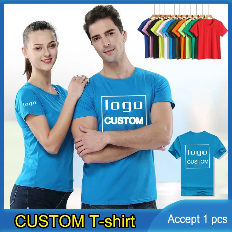 Cultural Advertising Shirts Print Logo Round Neck Short Sleeve T-shirt for Men and Women Party Activities Team Work Clothes