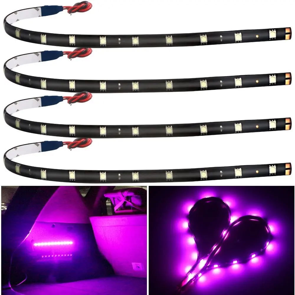 

4/2/1 PCS 30cm Car Decorative Ambient LED Strips Lights Flexible Atmosphere Bulbs 12V 15 SMD Waterproof White Red Bulb Auto DRL