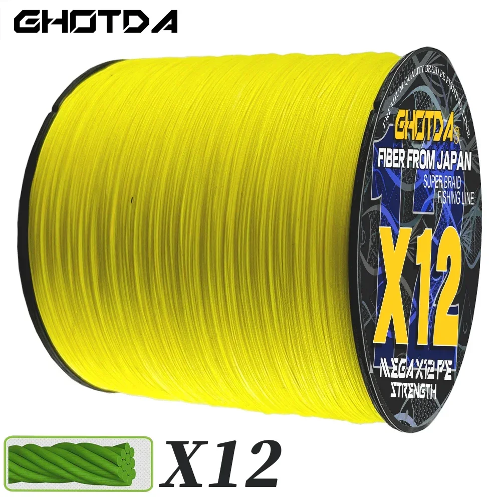 25lb-120lb 12 Strands Fishing Line 100M 500M 1000M PE Carp Wire Freshwater Saltwater Multifilament Fishing Accessories Smooth