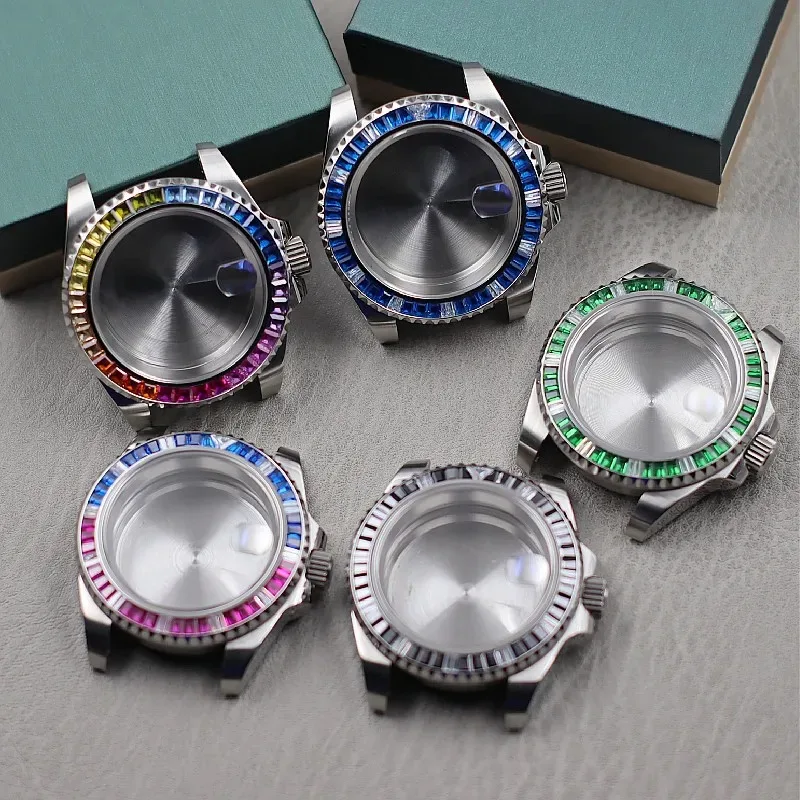 

28.5mm-29mm New NH35 Case Sapphire Diamond Mechanical Case Suitable for NH35/36/38/39 Movement Diamond Inlaid Water Ghost Case