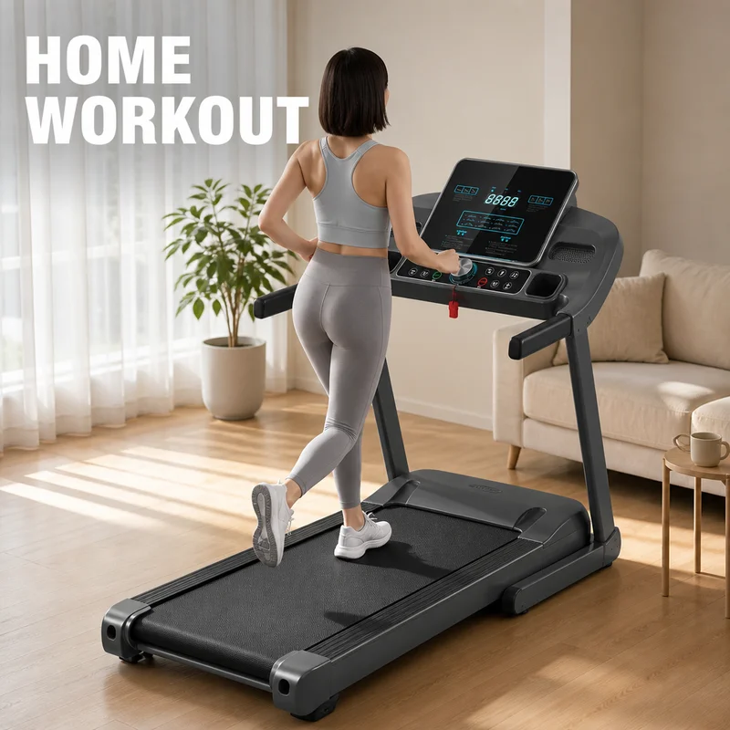 Foldable Treadmill with Shock Absorption 150kg Capacity Home Gym Running Machine Compact Folding Treadmill for Indoor Fitness
