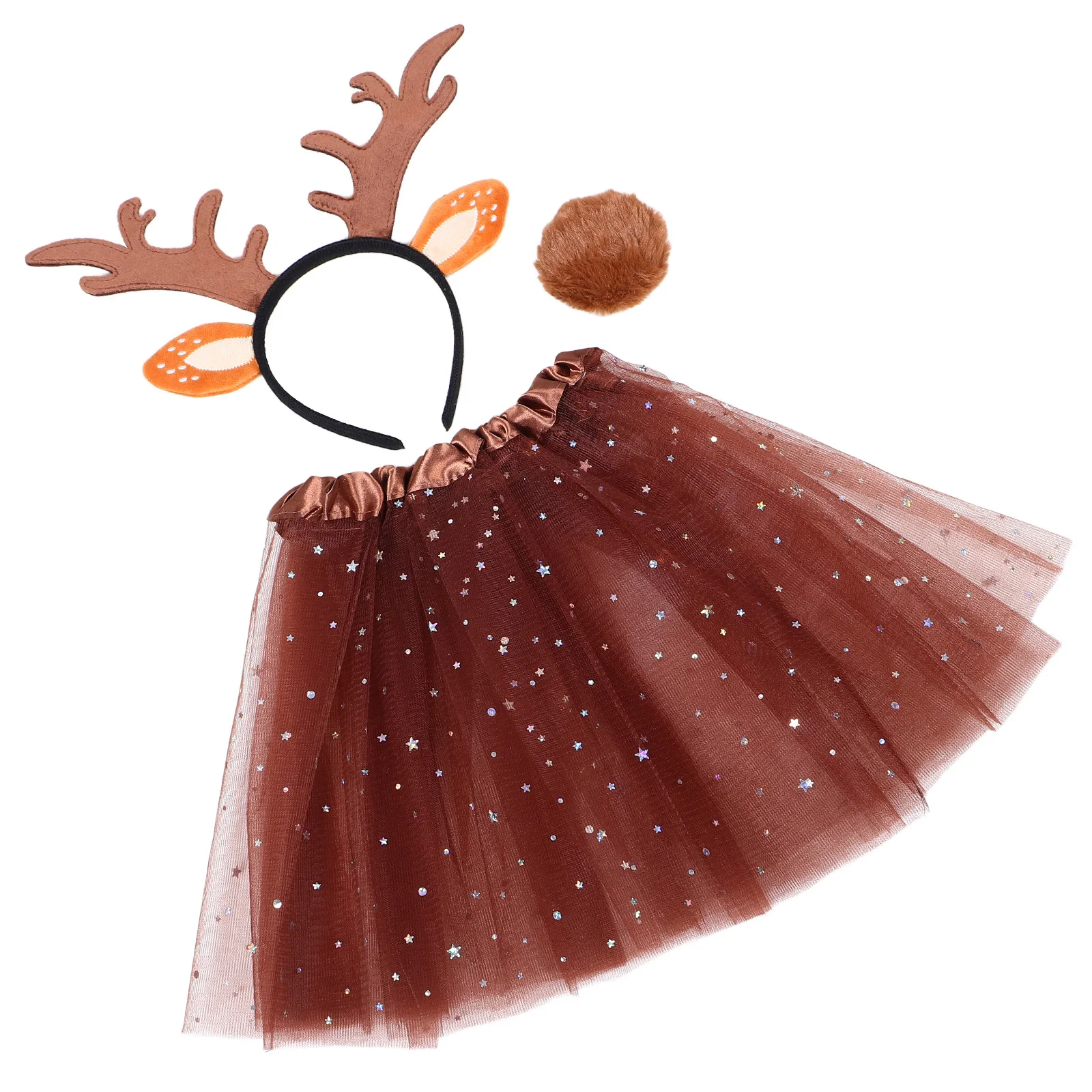1Set Nette Deer Geweih Stirnband Kleid Schwanz Set Perfekte Party Cosplay Halloween Tier Kostüm Kit Tier Ohren Stirnband