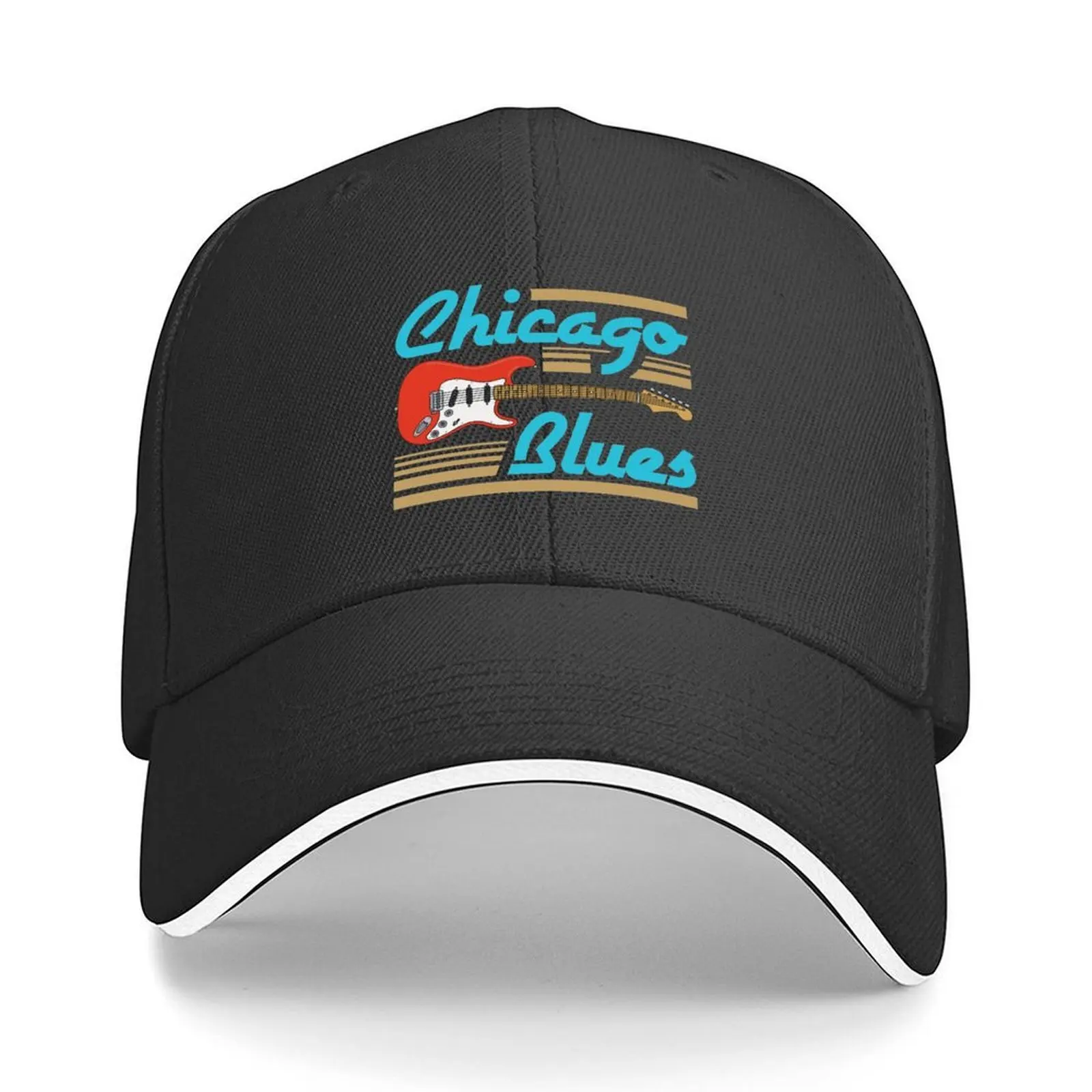 

Chicago Blues Musician Guitar Baseball Cap black Luxury Brand Golf Wear cute Man Women's