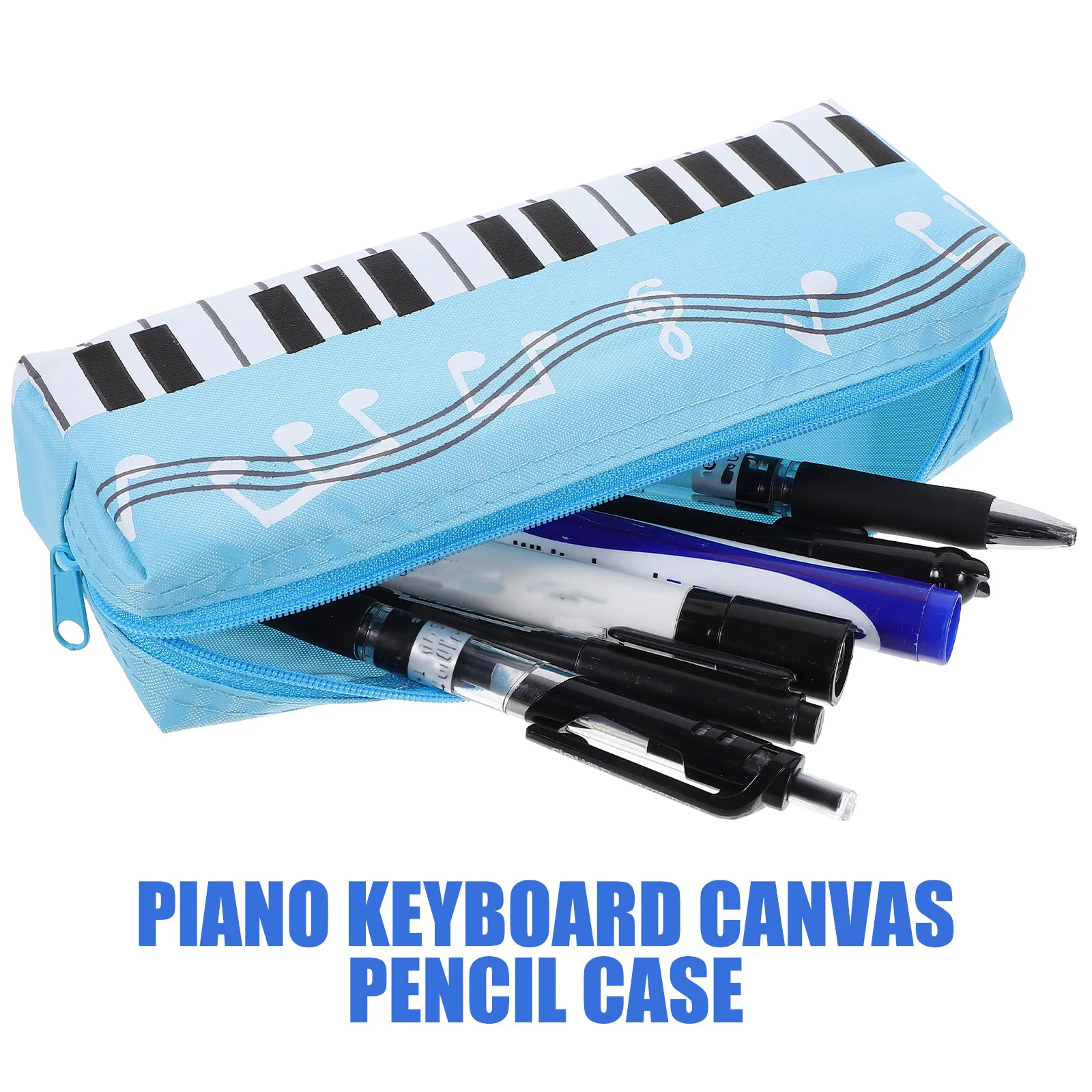Piano Keyboard Canvas Pencil Case Large Capacity Portable Pencil Storage Bag for Stationery Pen Cases for Adults