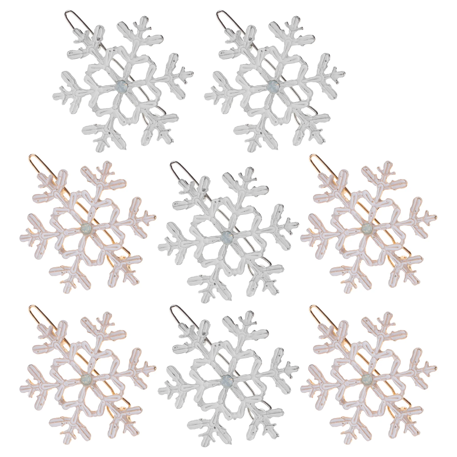 

8 Pcs Christmas Charms for Jewelry Hair Clips Barrettes Hairpin Number Alloy Snowflake Xmas Women's