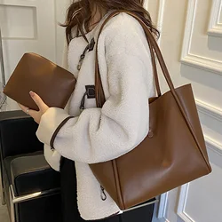 Large Capacity PU Leather Tote Bags for Work Commuting Office Shopping Carrying Bag Fashion Leisure Travel Outing Handbag Khaki