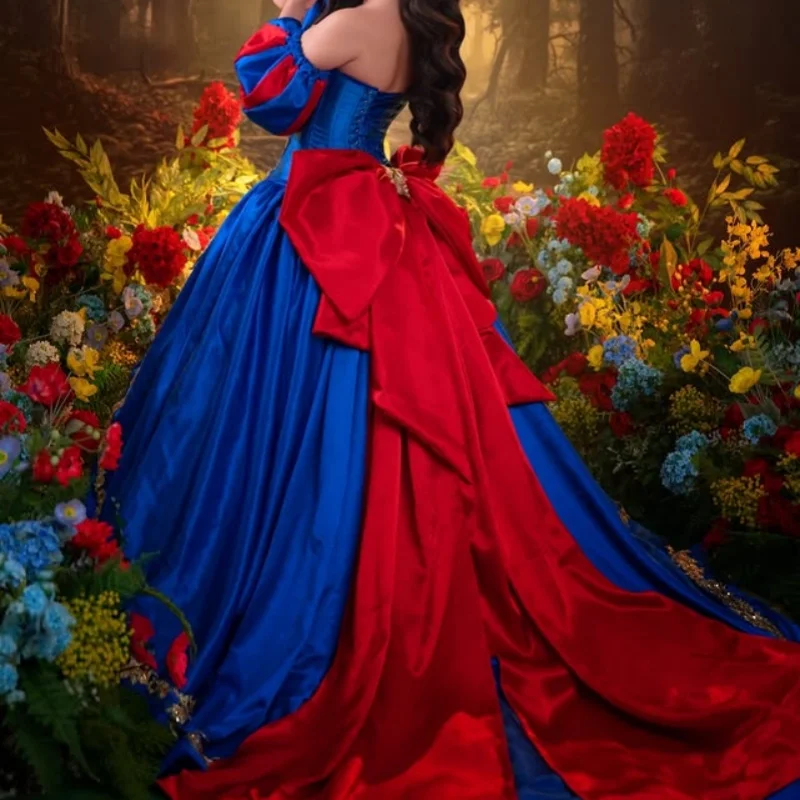 فستان Quinceanera بدون أكتاف من حكاية خرافية من التول مزين بالترتر والكريستال مع فيونكة فيستدوس دي 15 Quinceanera ﻿ تخصيص