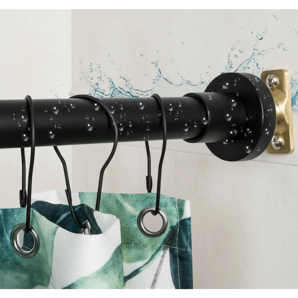 

Heavy Duty Adjustable Shower Rod 47-84 Inch Permanent Mount Never Rust Matte Black for Bathroom Window Closet
