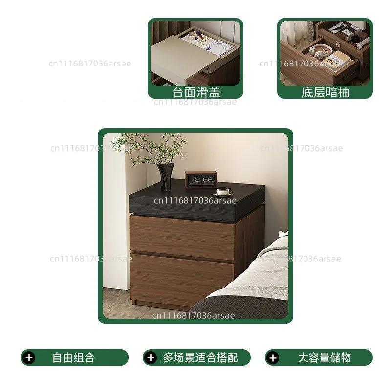 Paint-free Hidden Compartment Bedside Table, Hidden Anti-theft Side Cabinet, Advanced Bedroom Bedside Cabinet