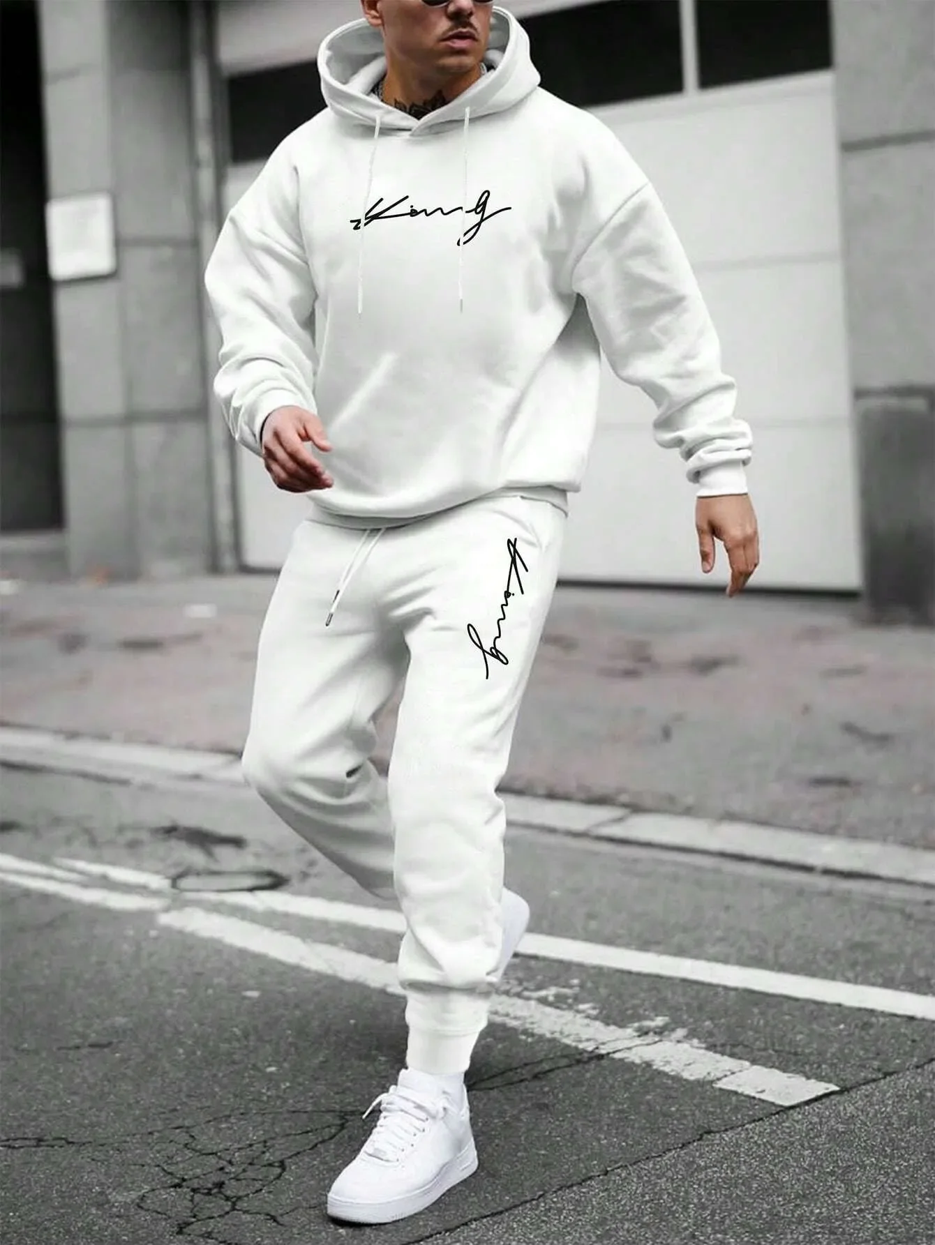 

Autumn and winter men's two-piece drawstring women's sportswear hooded suit men's and women's comfortable casual fashion pullove