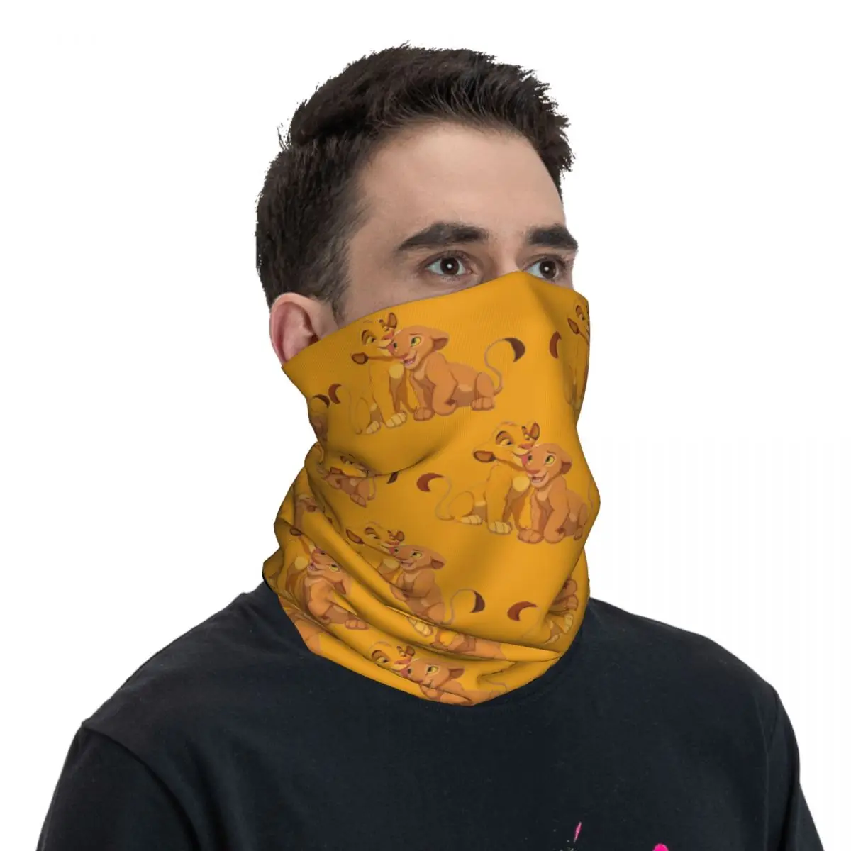 Bandana personalizada King Lion Simba Hakuna Matata, calentador de cuello de invierno para hombre, bufanda envolvente a prueba de viento para la cara para senderismo, polaina de película, diadema