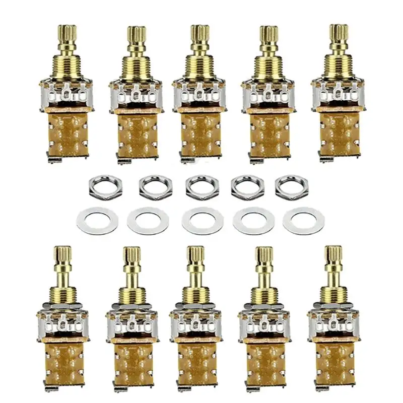 Linear Taper Pots Split Shaft Guitar Control Push Potentiometer Set A250K B250K A500K B500K Mini Potentiometer GXMF