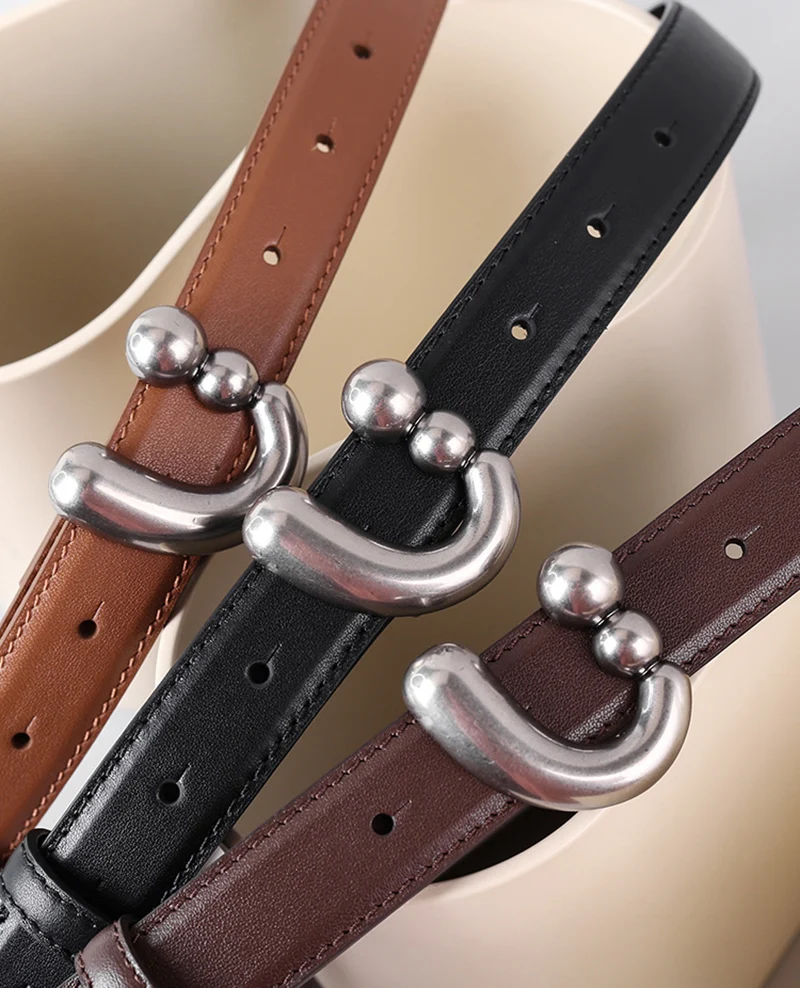 2023 neue trend ige Rindsleder Echt leder Rindsleder Gürtel Damen Bund für Mädchen Frauen Metalls chnalle Mode Dekoration – Detail 5