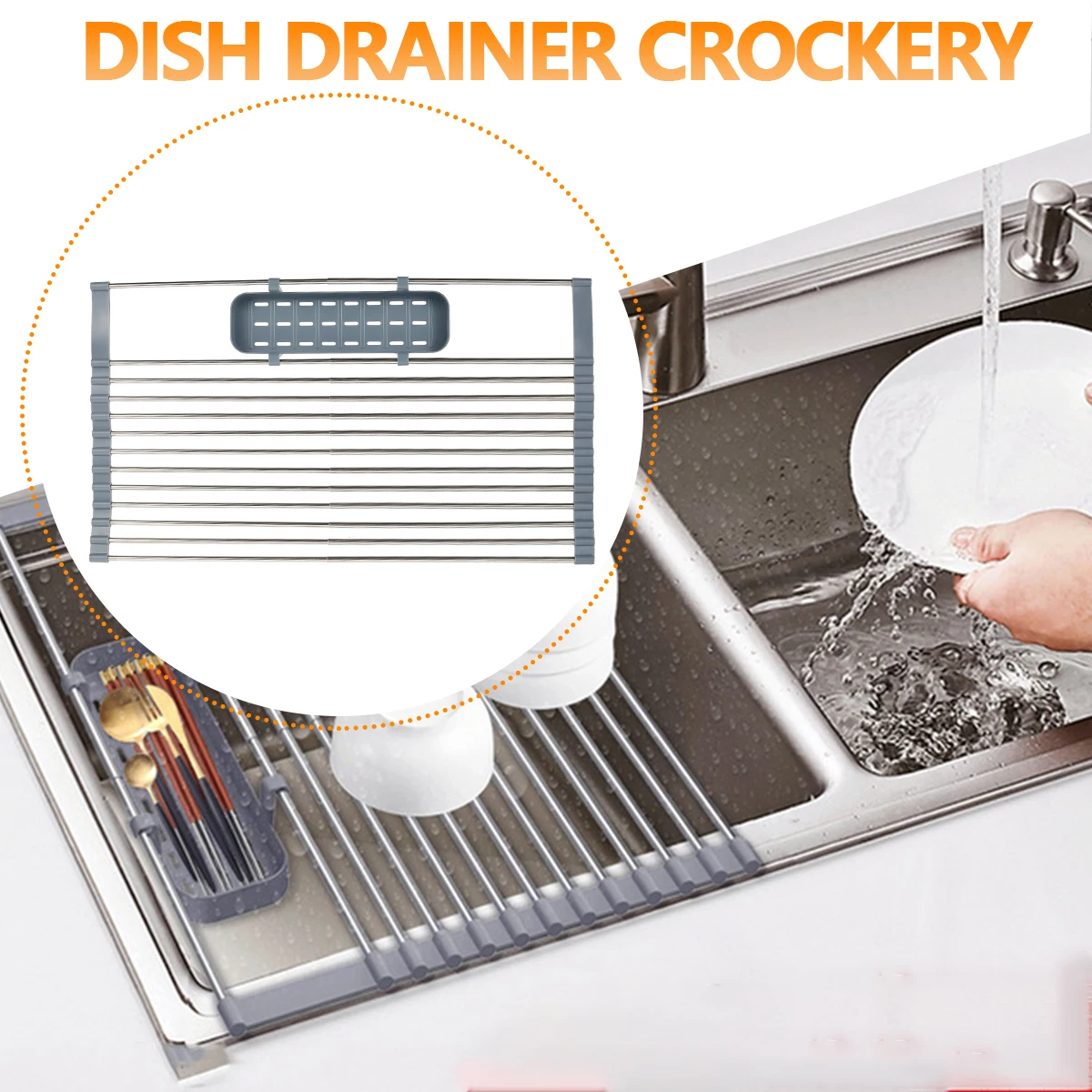 Kitchen Foldable Dish Drying Rack Drainer Over Sink Organizer Rack Tray Drainer Bathroom Gadgets Household Kitchen Accessories