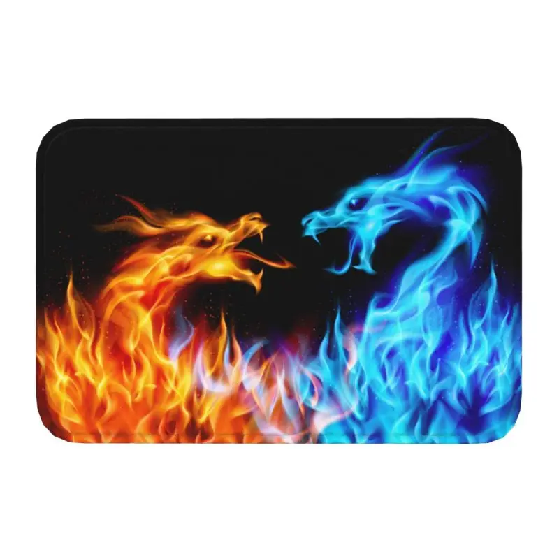 Custom Red Fire Against Blue Ice Dragon Front Door Floor Entrance Mats Outdoor Bath Kitchen Doormat Balcony Carpet Rug