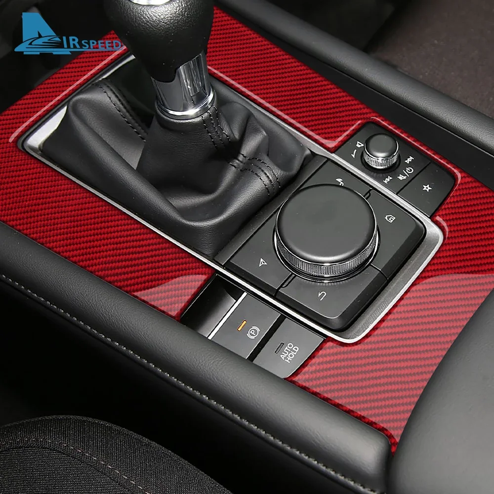 For Mazda 3 Axela 2019 2020 2021 2022 2023 2024 2025 Manual Automatic Car Gear Shift Panel Trim Real Soft Carbon Fiber Sticker