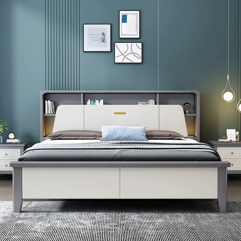 Hoogwaardig tweepersoonsbed Esthetische modulaire opbergruimte Kingsize Twin Bedframe Modern multifunctioneel Cama De Casal Scandinavisch meubilair