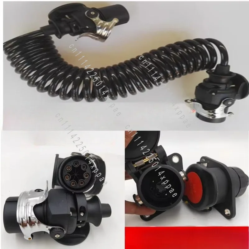 Trailer Cable Seven-hole Cable Plug Socket Truck Semi-trailer Connecting Cable Five-core Helix Assembly