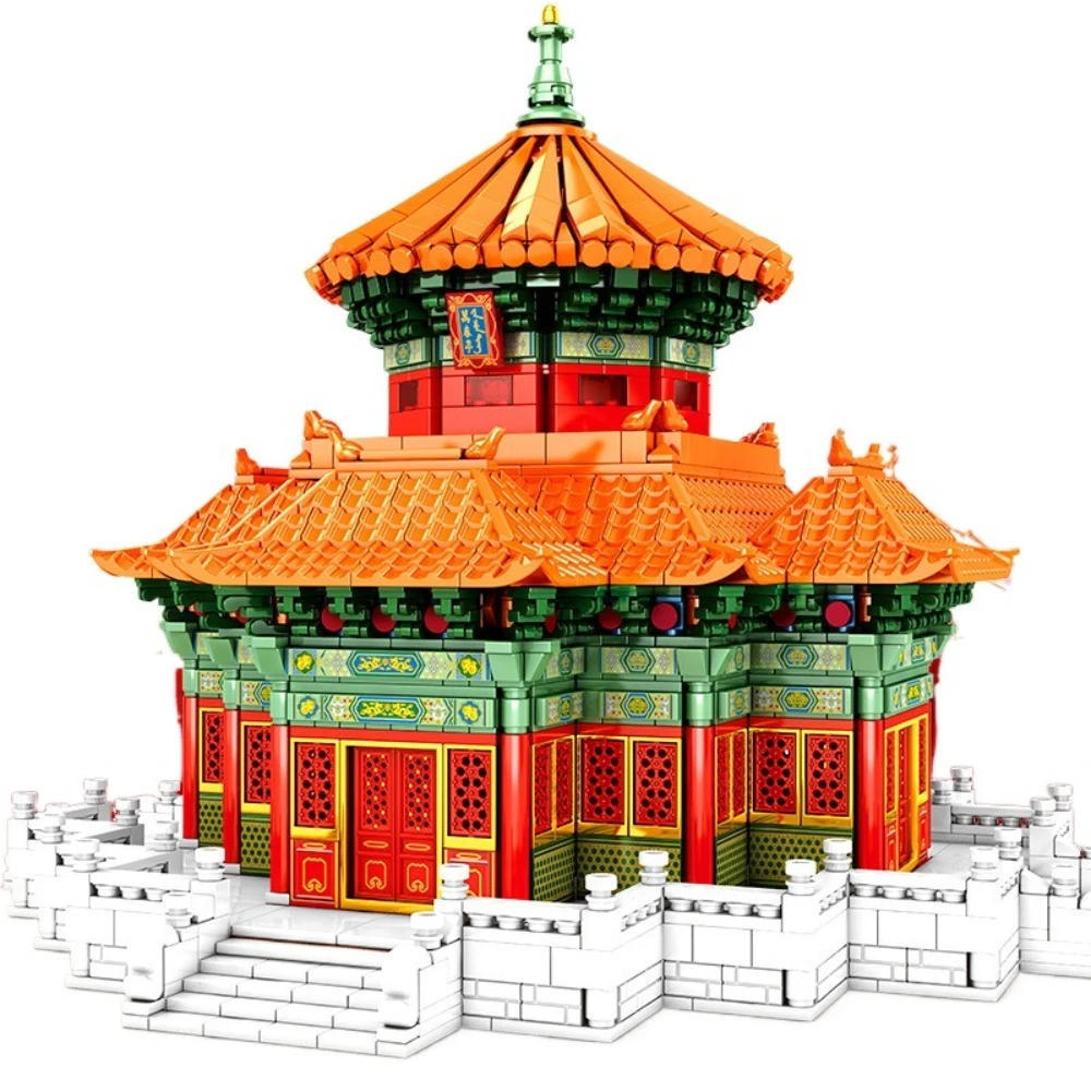 MOC Wanchun pabellón antiguo palaciego conjunto de bloques de construcción arquitectura templo Cultural iglesia juguetes niños vacaciones regalos de cumpleaños