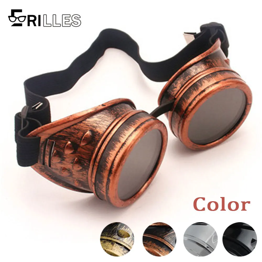 Männer Sonnenbrille Mode Steampunk Brille Runde Übergroße Brille Schweißen Punk Brille Cosplay Marke Designer Farben Objektiv Shades