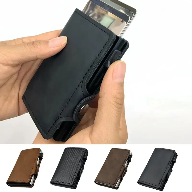 Multifunktionale Bankkarten-Geldbörse für Damen und Herren mit RFID-Blockierung, Metall-Aluminium-Ausweiskartenhalter, Modische Geschäftsbrieftasche – Detail 1