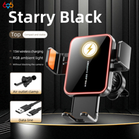 New Car Holder RGB Atmosphere Lights 15W Wireless Charging One Click Opening And Closing Fast Charging Bracket For Mobile Phone