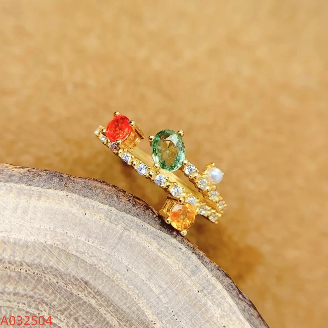 KJJEAXCMY Fine Jewelry Natural New high quality Colored Sapphire Ring Women's Ring S925 Silver Electroplating Process Inlaid
