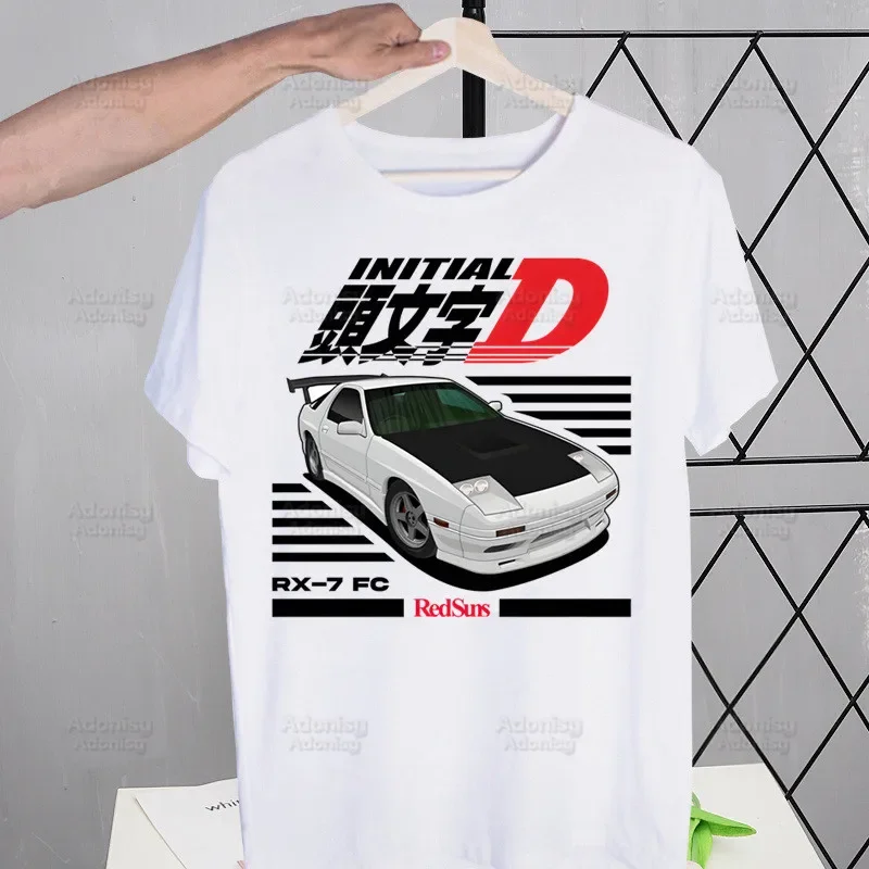 

Japanese Anime Racing Print T-shirt Men's Summer Comfortable Loose Short-sleeved Cotton Crew Neck Top Trendy Men's Clothing