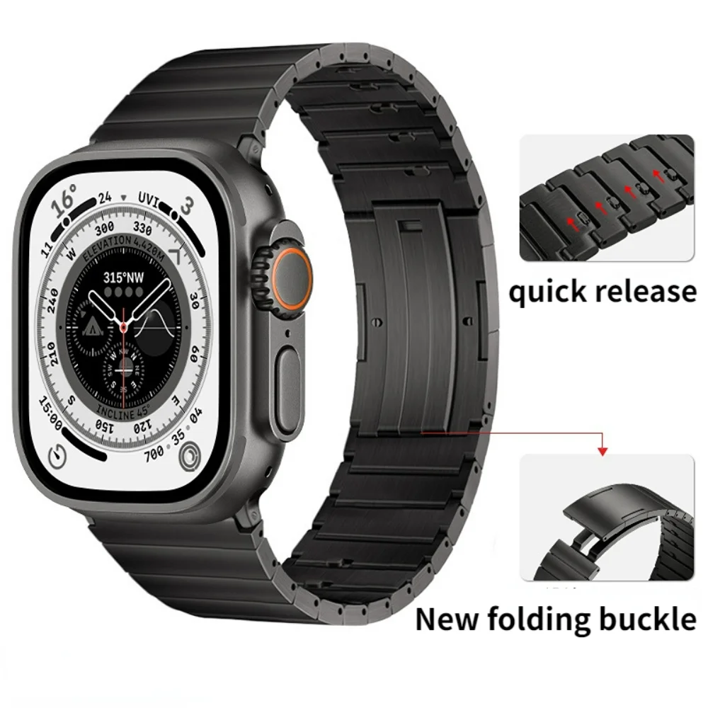 Titanium Band Voor Apple Watch Band Ultra 49Mm 45Mm 41Mm 46Mm 44Mm 40Mm 42 38 Mm Quick Release Band Iwatch 10 Ultra 9 8 7 6 5 Se