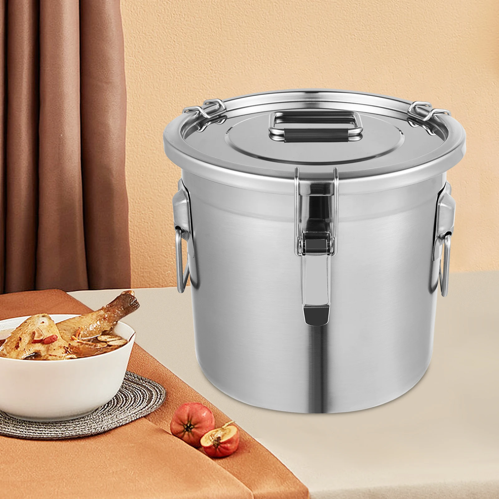 12L 304 ステンレス鋼シール保管バケツ食品グレードの円筒容器